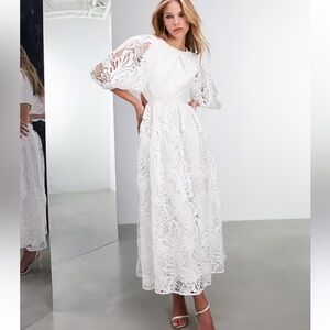 ASOS DESIGN Avery lace cutwork embroidered midi wedding dress